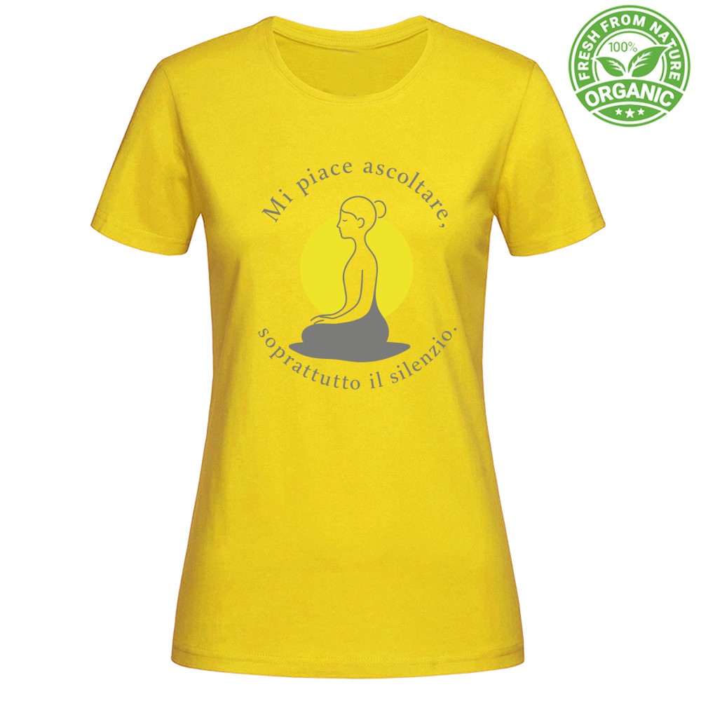 T-shirt Donna Organic - Mi piace ascoltare soprattutto il silenzio - immagine 3
