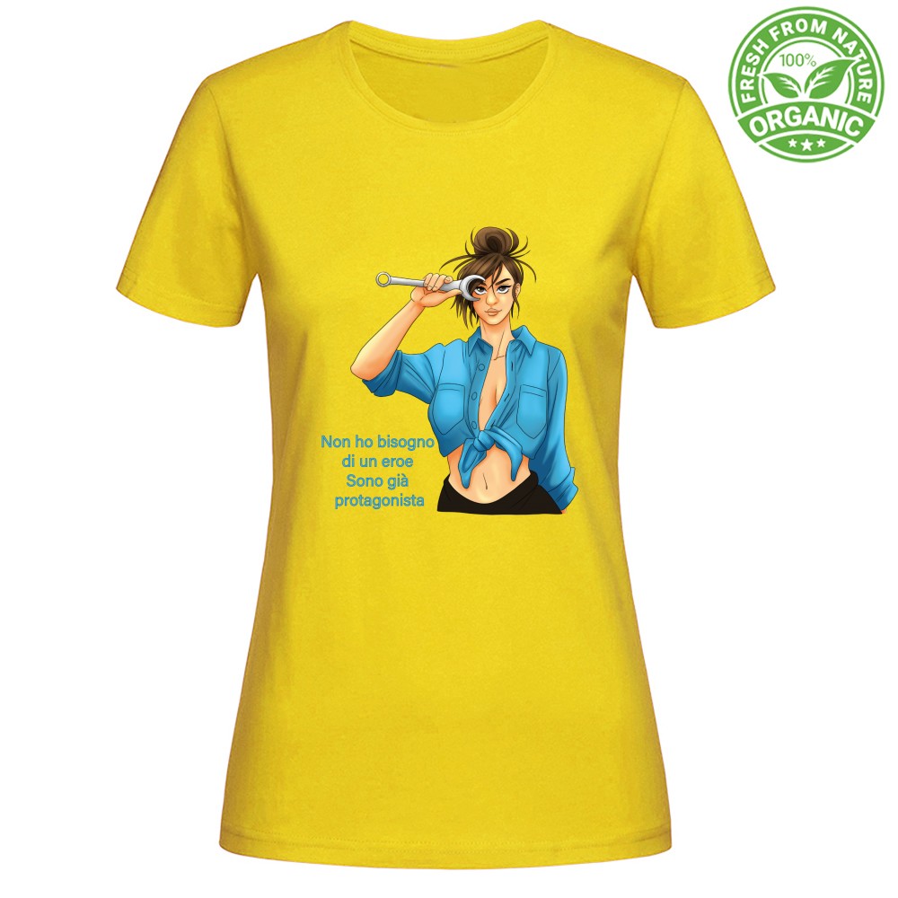 T-shirt Donna Organic - Non ho bisogno di un eroe sono già protagonista - immagine 3